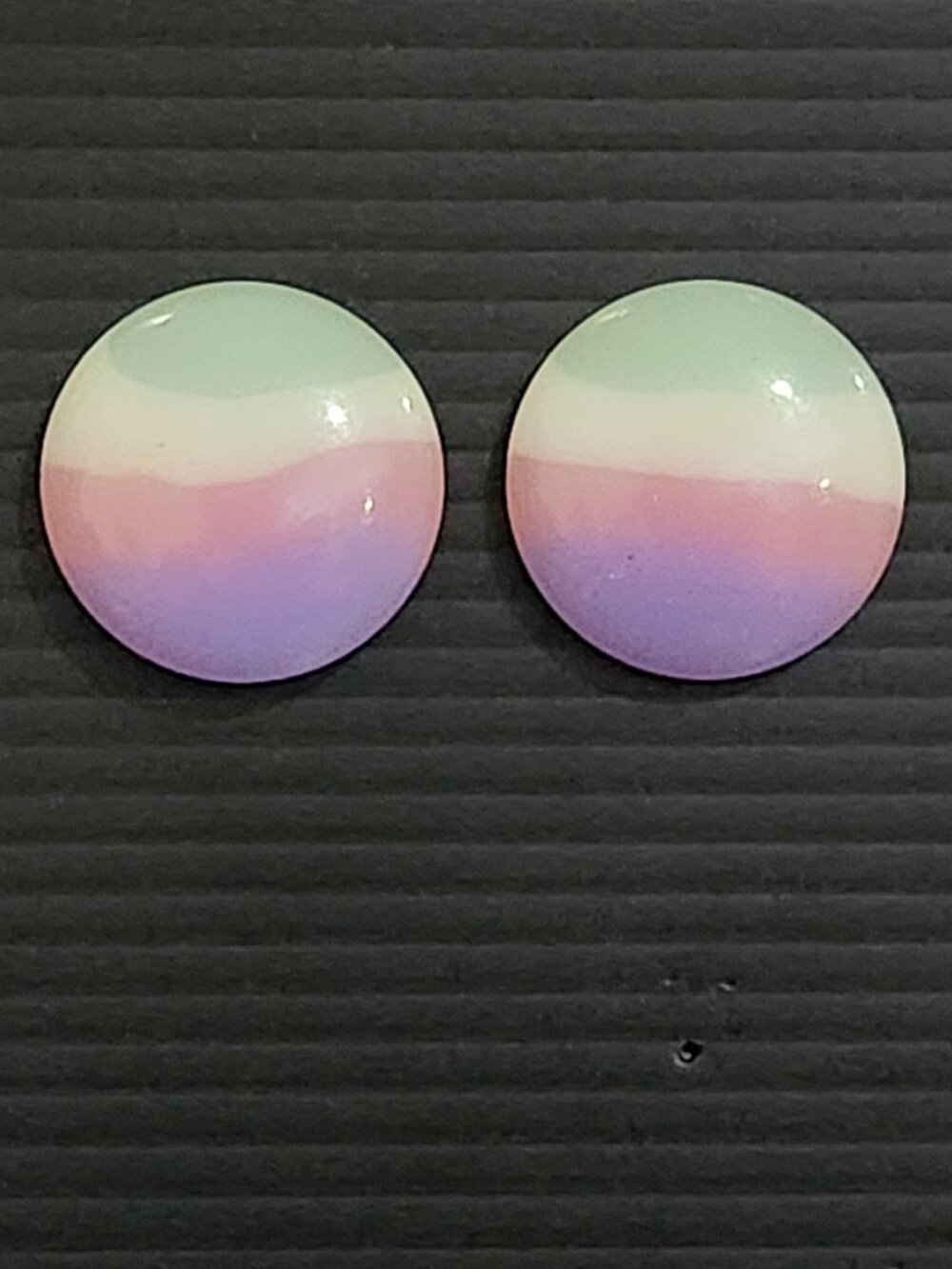 Vintage Pastel Colorblock Stud Earrings Lucite Button Retro